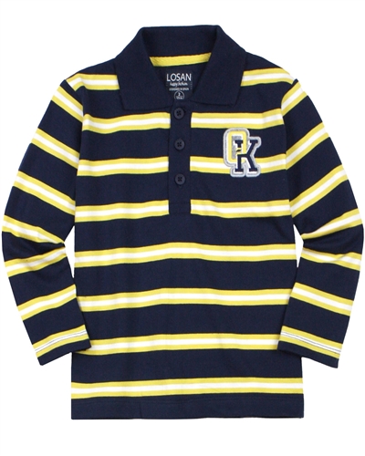 Losan Boys Striped Polo with Chest Badge