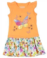 Losan Girls Dress with Butterflies Print