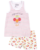 Losan Girls Pyjamas in Stripe and Cherry Print