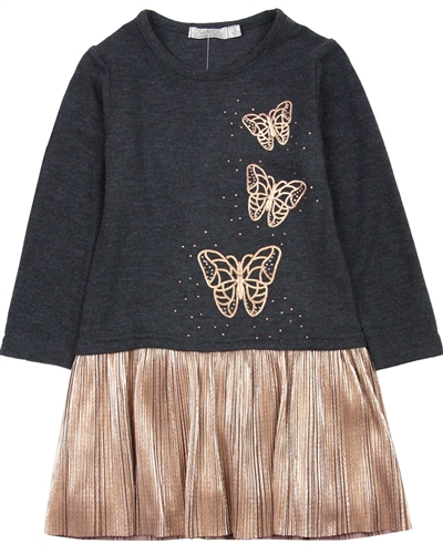 Losan Girls Butterflies Print Knit Dress with Tights