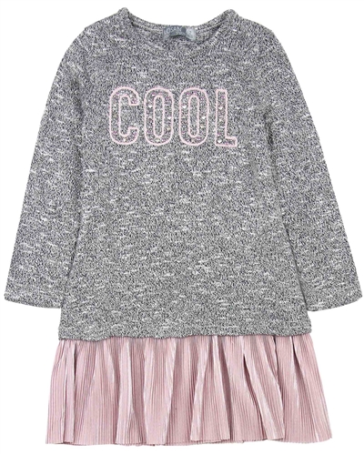 Losan Girls Knit Dress with Plisse Bottom and Tights