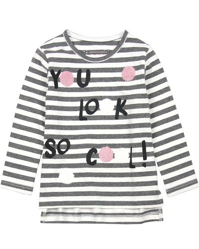 Losan Girls Striped T-shirt with Circles