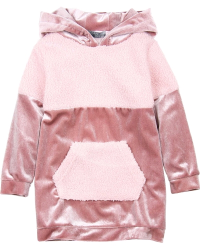 Losan Girls Hooded Velour Dress with Tights