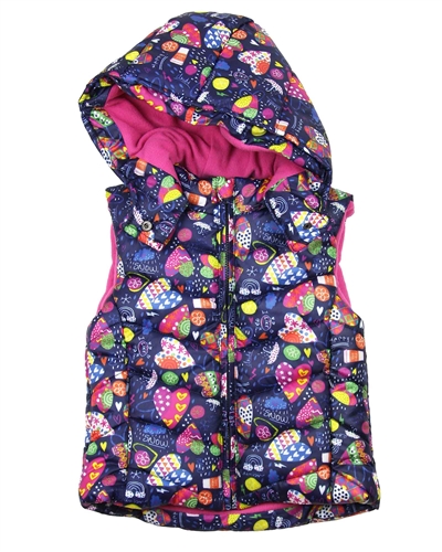 Losan Girls Puffer Vest in Patchwork Heart Print
