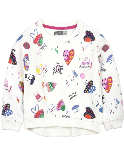 Losan Girls Sweatshirt in Patchwork Heart Print