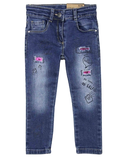 Losan Girls Denim Pants with Patches