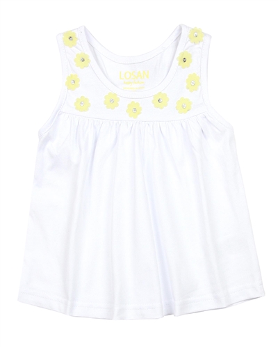 Losan Girls Tank Top with Daisy Applique