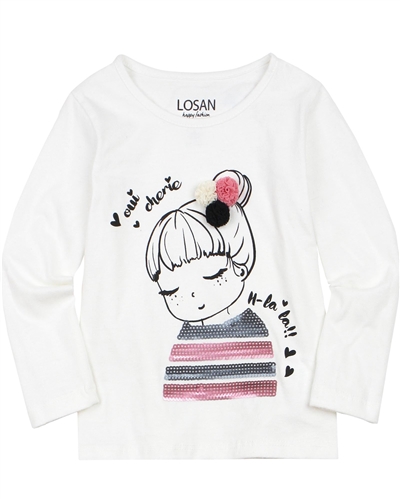 Losan Girls T-shirt with Girl Applique