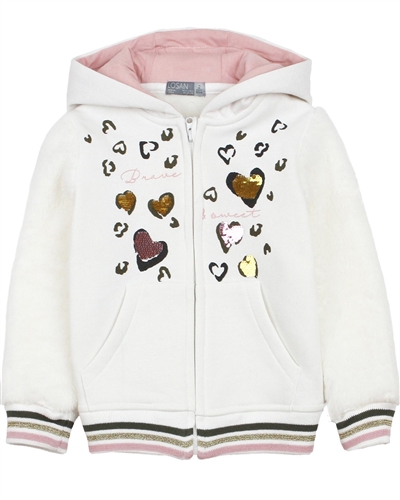 Losan Girls Hoodie with Sherpa Fleece Sleeves