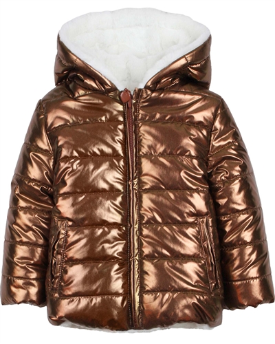 Losan Girls Reversible Quilted Coat with Faux Fur