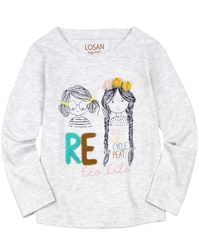 Losan Girls T-shirt with Girls Print and Applique
