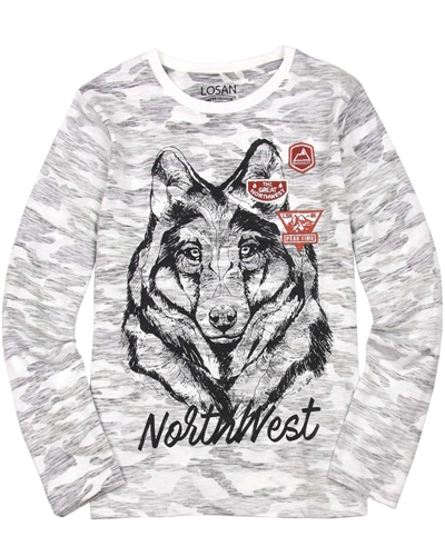 Losan Junior Boys T-shirt with Wolf Print