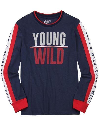 Losan Junior Boys T-shirt with Striped Sleeves