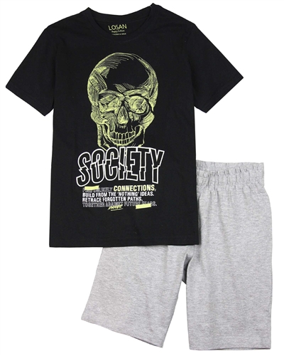 Losan Junior Boys T-shirt with Scull Print and Jersey Shorts Set