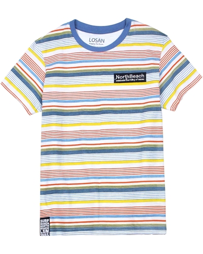 Losan Junior Boys Multicolour Striped T-shirt