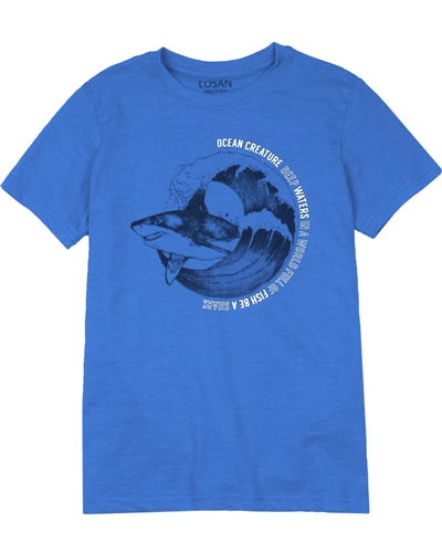 Losan Junior Boys Blue T-shirt with Shark Print