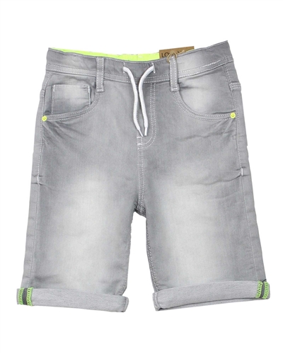 Losan Junior Boys Grey Jogg Jean Shorts in Acid Wash