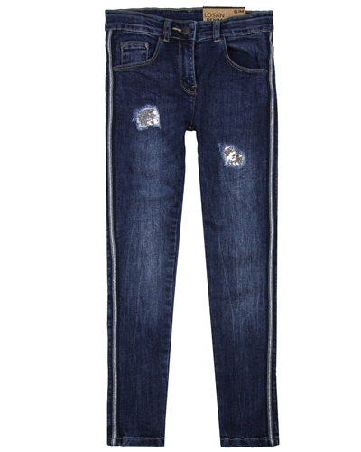 Losan Junior Girls Denim Pants with Side Stripes