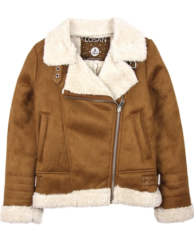 Losan Junior Girls Biker Style Faux Shearling  Jacket