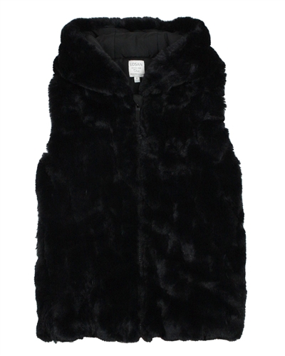 Losan Junior Girls Hooded Faux Fur Vest