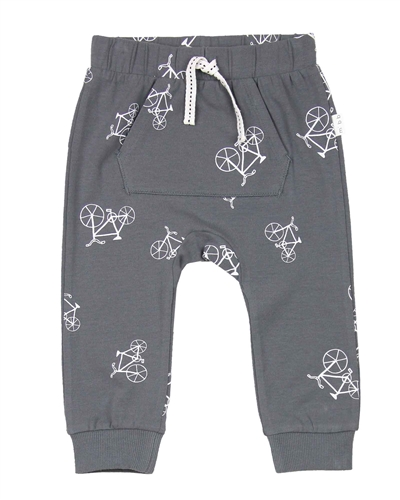 Miles Baby Boys Jersey Pants in Bicycles Print