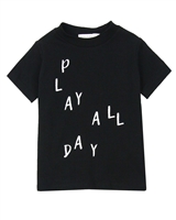Miles Baby Boys T-shirt with Play Print in Black