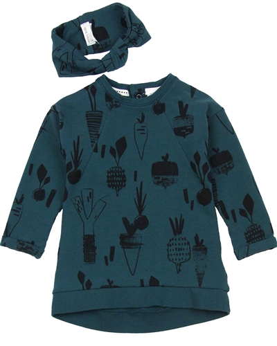 Miles Baby Girls Sweatshirt Dress in Garden Print