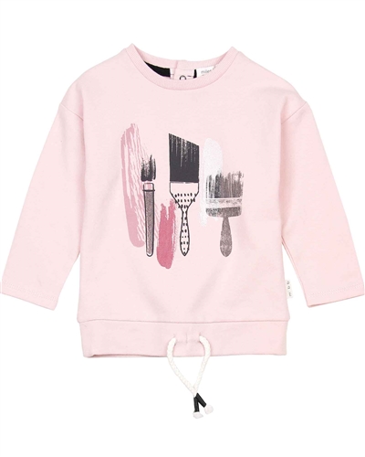 Miles Baby Girls Sweatshirt with Paint Brushes Print