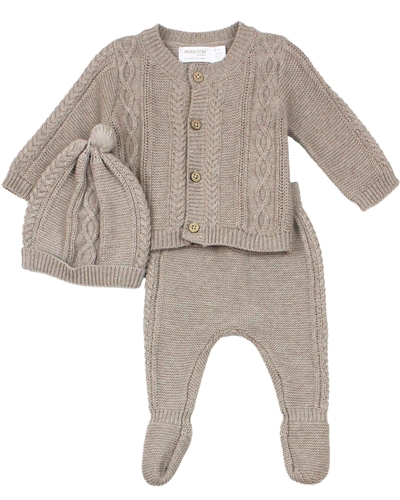 Mayoral Baby Boy's Cable Knit Set in Taupe