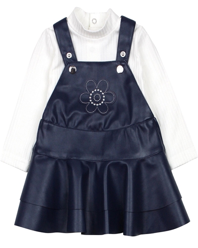 Mayoral Baby Girl's Pleather Suspenders Skirt Set
