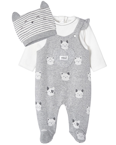 Mayoral Baby Girl's Dungaree with Cats Print and Hat