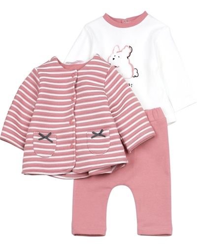 Mayoral Baby Girl's Three-piece Set with Striped Cardigan