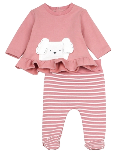 Mayoral Baby Girl's Top with Bear and Heart Print Footed Pants