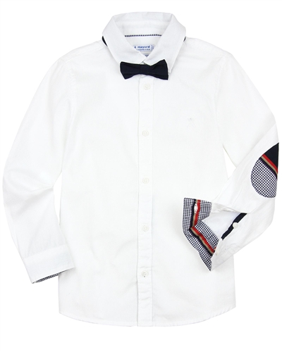Mayoral Boy's White Dressy Shirt with Bow Tie