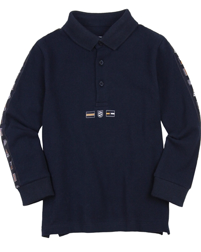 Mayoral Boy's Long Sleeve Polo in Small Print