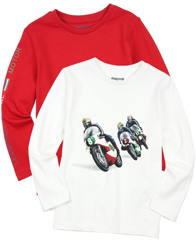 Mayoral Boy's Set of T-shirts with Motorcycle Print