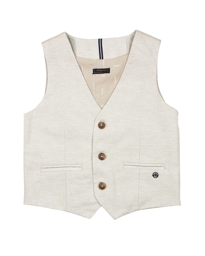 Mayoral Boy's Tailored Linen Vest in Beige