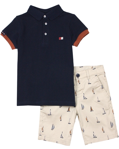 Mayoral Boy's Polo and Short in Yacht Print Set