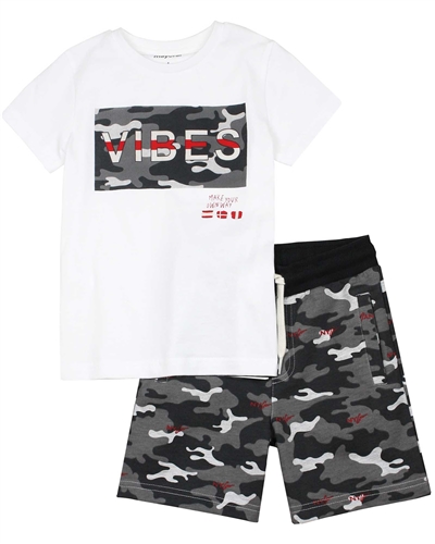 Mayoral Boy's T-shirt and Camo Print Terry Shorts Set