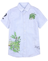 Mayoral Boy's Striped Shirt with Printed Palms