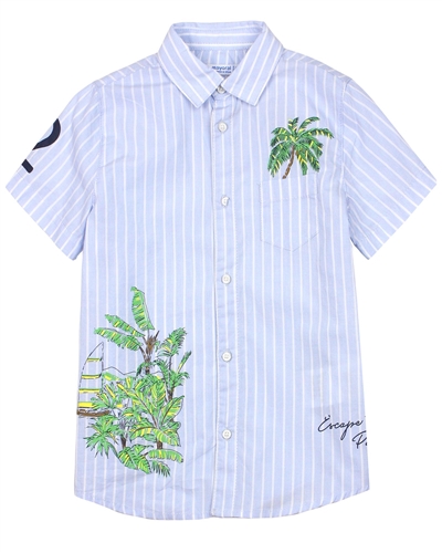 Mayoral Boy's Striped Shirt with Printed Palms