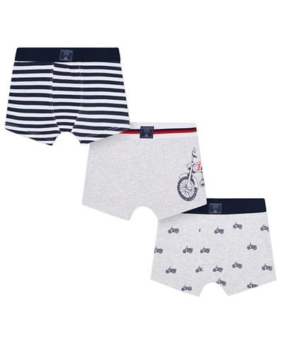 Mayoral Boy's 3-Piece Printed Boxers Set in Navy/Grey