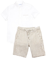 Mayoral Boy's Linen Shirt and Shorts Set in Navy