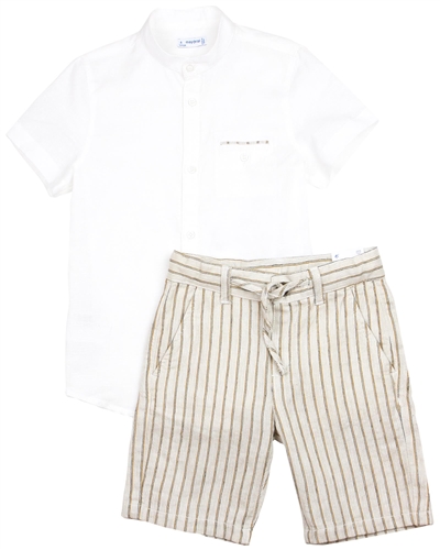 Mayoral Boy's Linen Shirt and Shorts Set in Navy