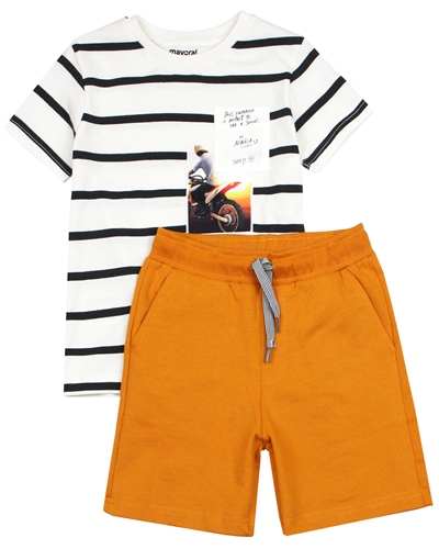 Mayoral Boy's Striped T-shirt and Terry Shorts Set