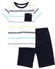 Mayoral Boy's T-shirt with Stripes and Poplin Short Set