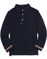 Mayoral Boy's Polo with Woven Collar in Navy