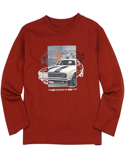 Mayoral Boy's T-shirt with Car Print in Garnet