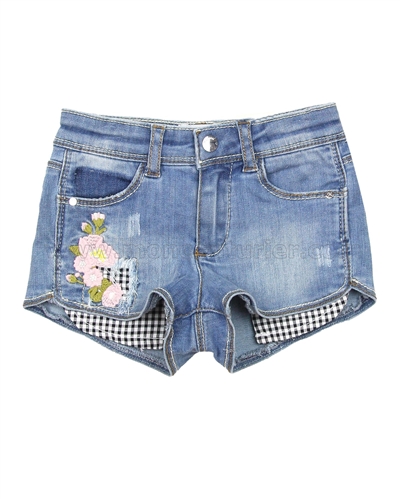 Mayoral Girl's Denim Shorts with Florals