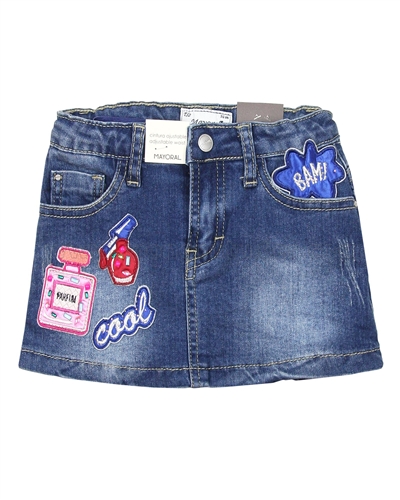 Mayoral Girl's Denim Skirt with Appliques